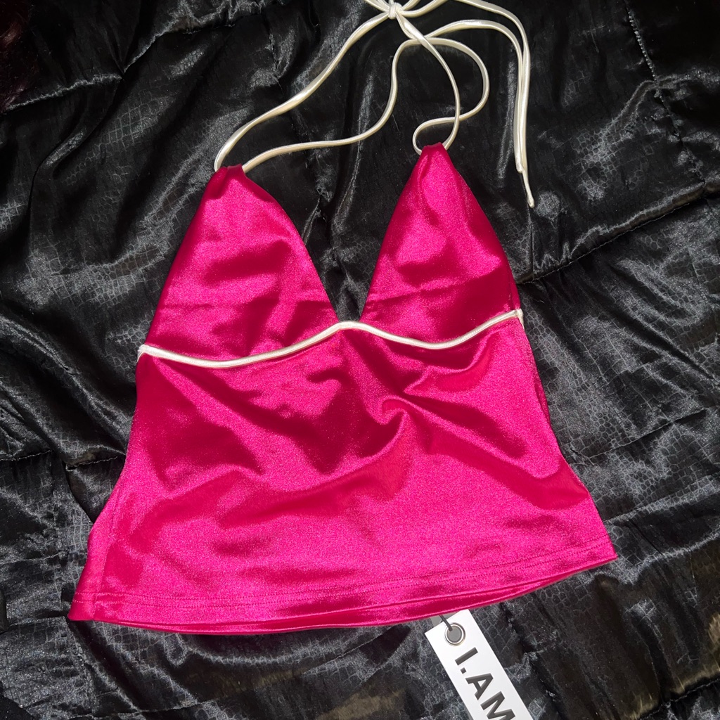 I.Am.Gia Pink Satin Halter Top